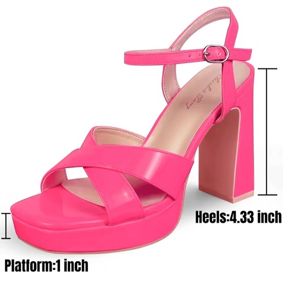 Elisabet Tang Chunky Platform Heeled Sandals for Women Sexy Square Toe Heels NWT - Picture 3 of 15